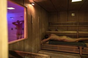 Finnische Sauna mit Fenster